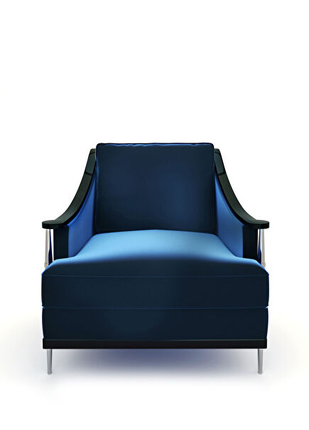 Prime Krom Ayaklı Mavi Berjer