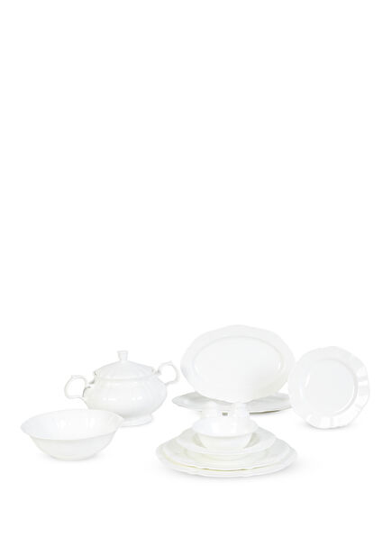 Julia White Bone China 70 Pieces 12-Person Dinner Set