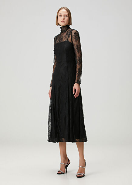 Black Midi Lace Dress