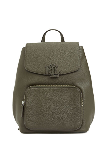 Rucksack Medium Koyu Haki Kadın Deri Sırt Çantası