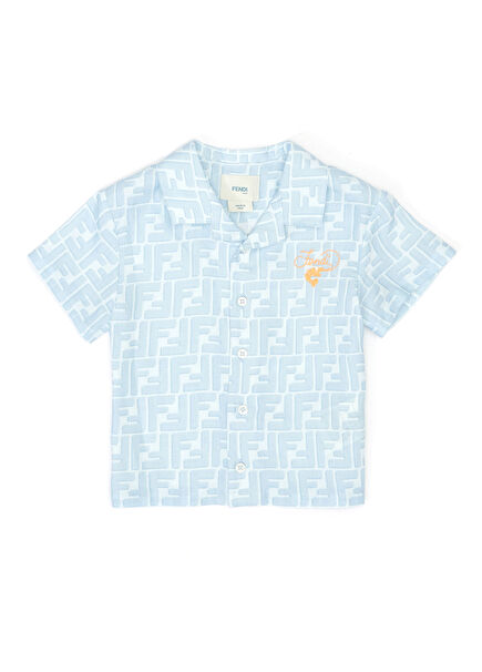 Light Blue Logo Baby Boy Linen Shirt