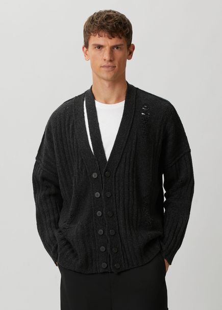 Loose Fit Gri Kaşmir Triko Hırka