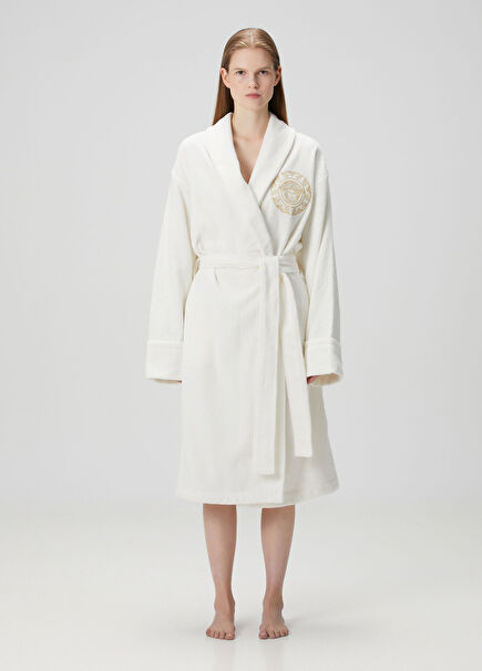 White Medusa Detailed Bathrobe