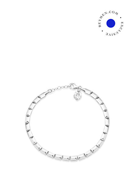 Tiger Charm Castle White Gold Plated 925 Sterling Silver Men's Bracelet