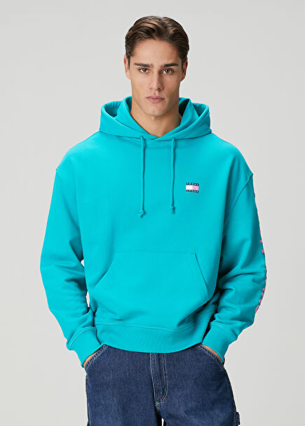 Yeşil Kapüşonlu Logo Detaylı Sweatshirt