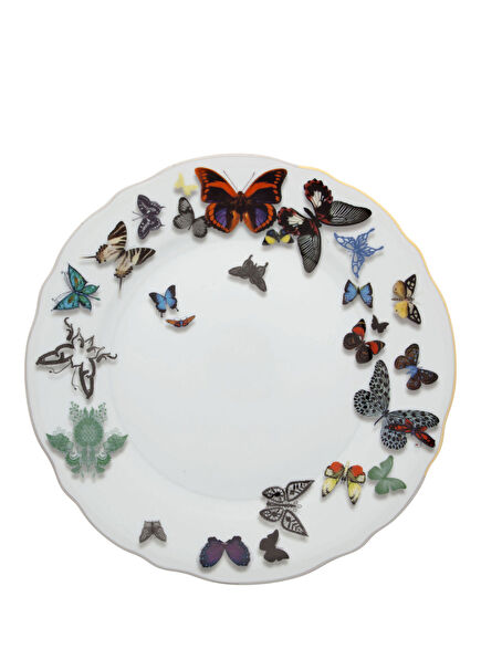 Butterfly Parade Beyaz Porselen Yemek Tabağı