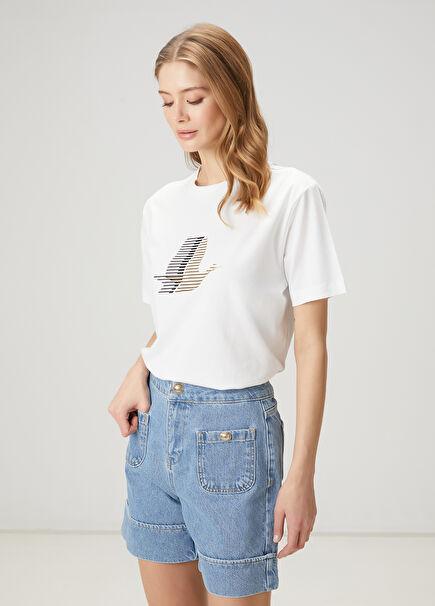 Siyah Metalik Logo Detaylı T-shirt