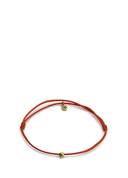 Şans Turuncu İp 18 Ayar Altın Kaplamalı 925 Ayar Gümüş Kadın Bileklik