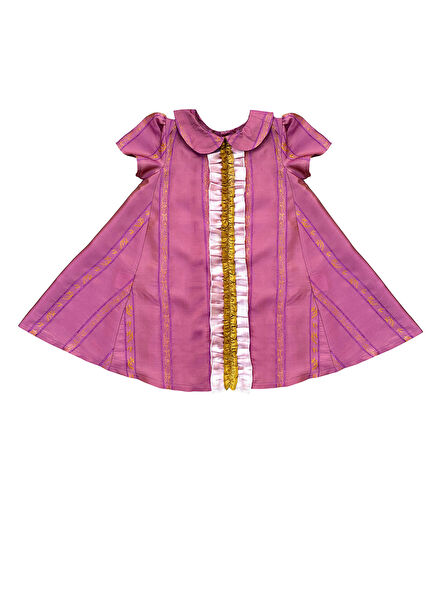 Magenta Ruffled Short Sleeve Girls' Bell Dress
