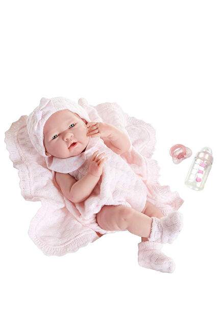 Örme Battaniye ve Gerçekçi Yenidoğan Oyuncak Kız Bebek 38 cm