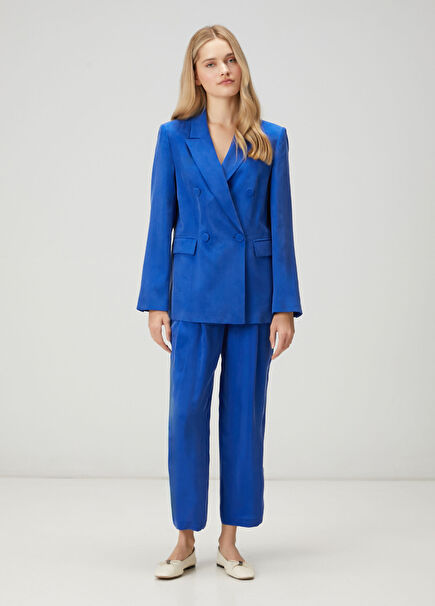 Mavi Cupro Havuç Pantolon