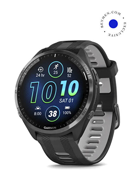 Forerunner 965 Karbon Gri DLC Titanyum Siyah Gri 47mm Silikon Kayışlı Akıllı Saat