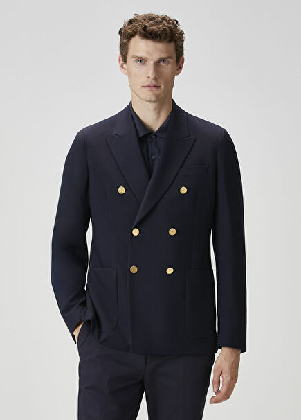 Navy Blue Wool Jacket