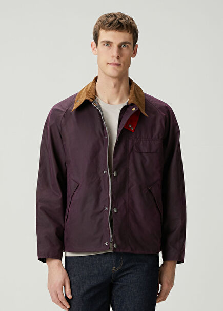 Burgundy Collar Velvet Garnished Jacket