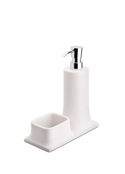 White Chrome Countertop Detergent Dispenser and Sponge Dispenser