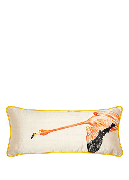 Hand Painted Flamingo on Silk Shantung 2-Piece Pillow Set