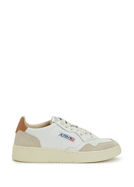 Tan White Women's Leather Sneakers