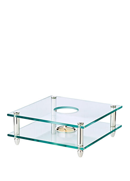 Gümüş Kaplama Cam Kare Isıtıcı Demlik Altlığı