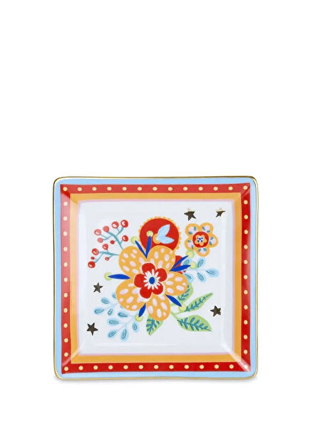 Mamma Mia Floral Patterned Colorful Porcelain Dessert Plate