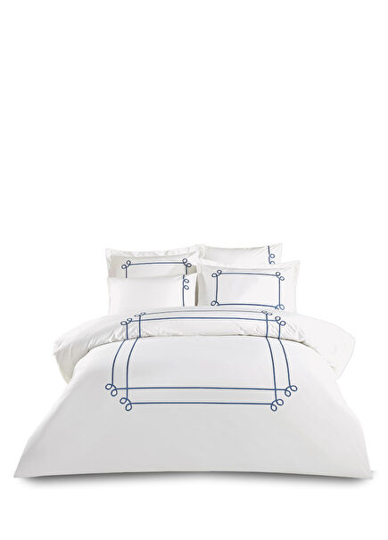 Iseo Beyaz Pamuk Saten Çift Kişilik Nevresim Takımı 200x220 cm 