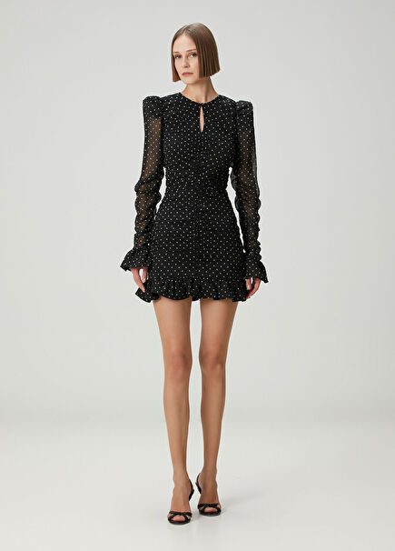 Black And White Polka Dot Mini Cocktail Dress