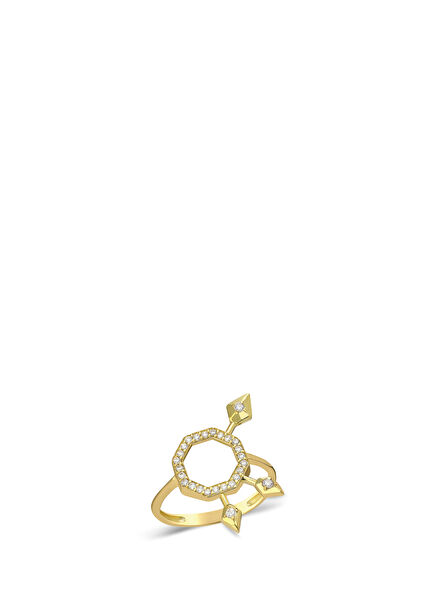 Arrow Swarovski Stone 14K Gold Women's Ring