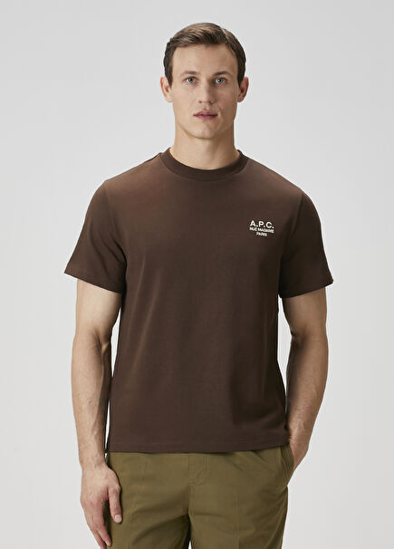 Kahverengi Logo Nakışlı T-shirt