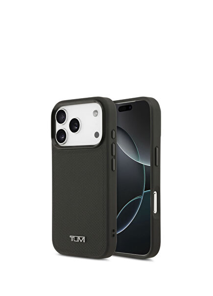 iPhone 17 Pro Siyah Deri Noktalı Dizayn Magsafe Uyumlu Telefon Kılıfı