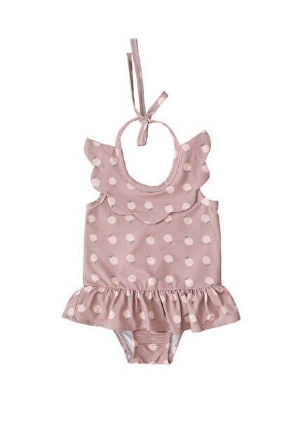 Peachy Peach Print Girls' Swimsuit