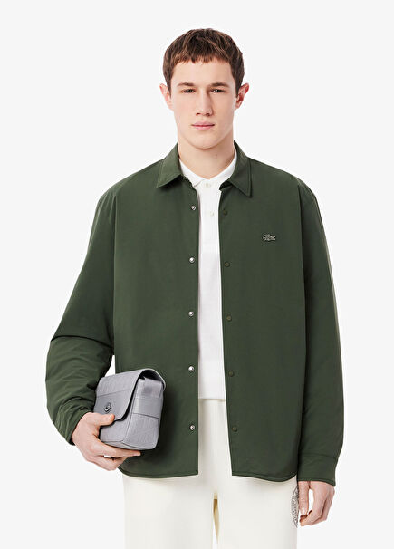 Haki Oversize Fit Uzun Kollu Erkek Gömlek