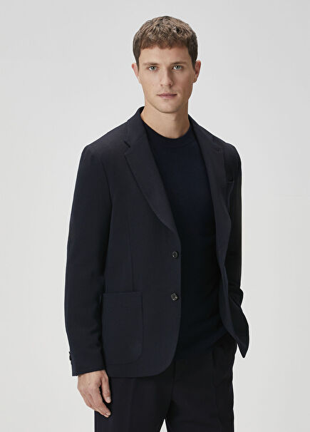 Navy Blue Wool Jacket