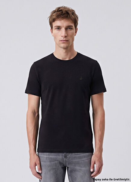 Regular Fit Black Basic T-Shirt