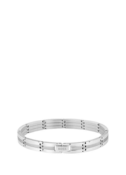 HBJ1580803 Metalik Gri Çelik Erkek Bileklik