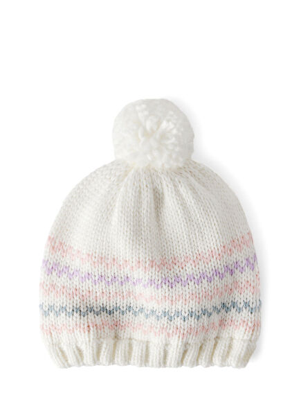 Beyaz Ponponlu Kız Çocuk Bere