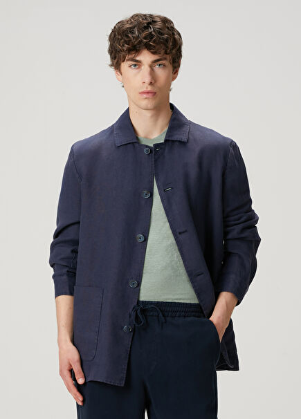 Oxford Navy Blue Linen Jacket
