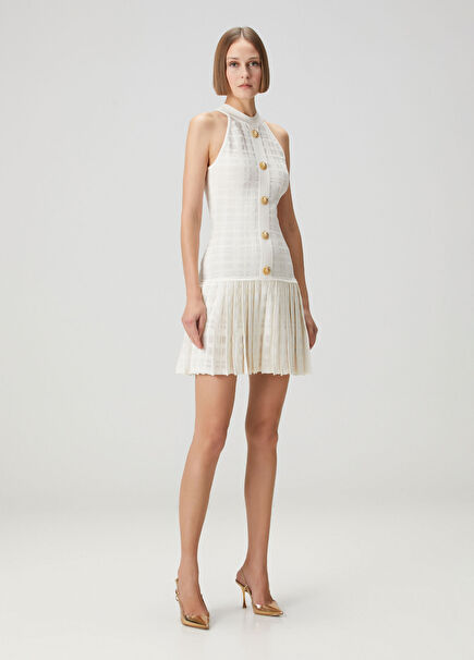 White Buttoned Mini Dress