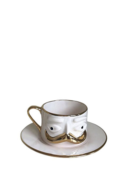 Hulusi Bey Gold Mustache Ceramic Tea Cup