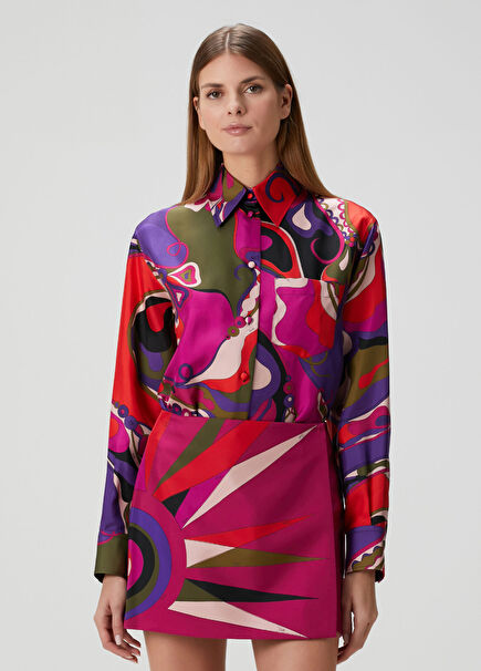 Pink Patterned Silk Shirt