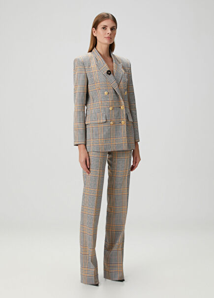 Brown Plaid Women's Trousers