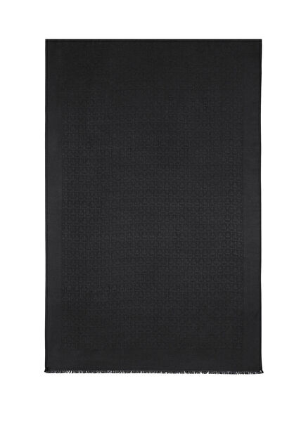 Siyah Monogram Kadın İpek Şal