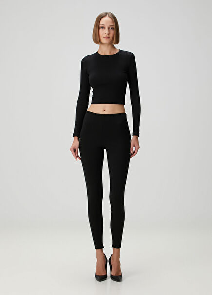 High Waisted Siyah Tayt