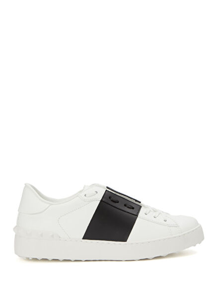 Open Siyah Beyaz Kadın Deri Sneaker