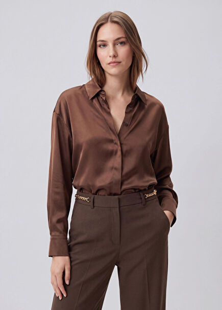 Brown Silk Twill Shirt