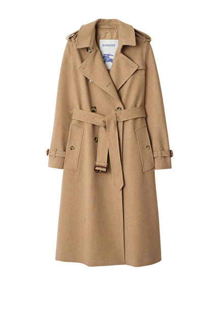 Long Cashmere Kensington Bej Kaşmir Kadın Kaban