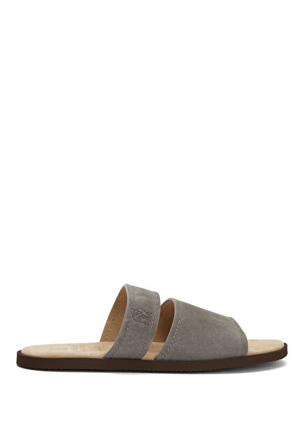 Gray Men's Suede Slippers
