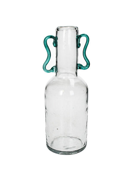 Turkuaz Kulplu Cam Vazo