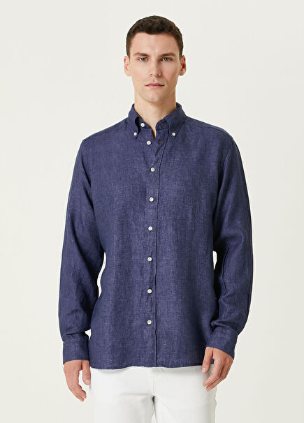 Lacivert Keten Gömlek