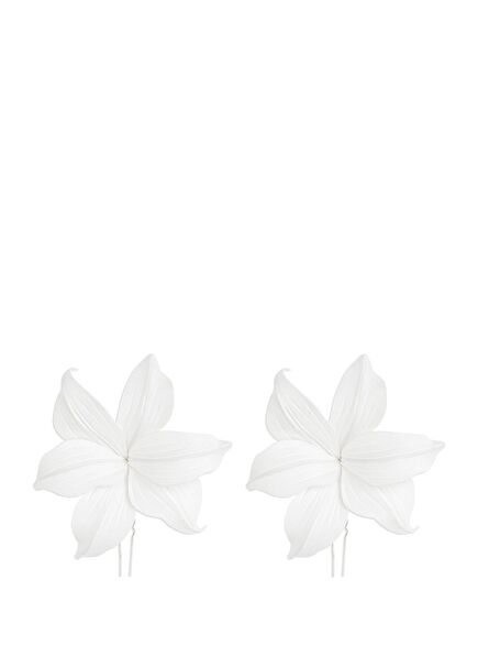 Lilia Beyaz 2'li Kadın Pin Toka Seti 