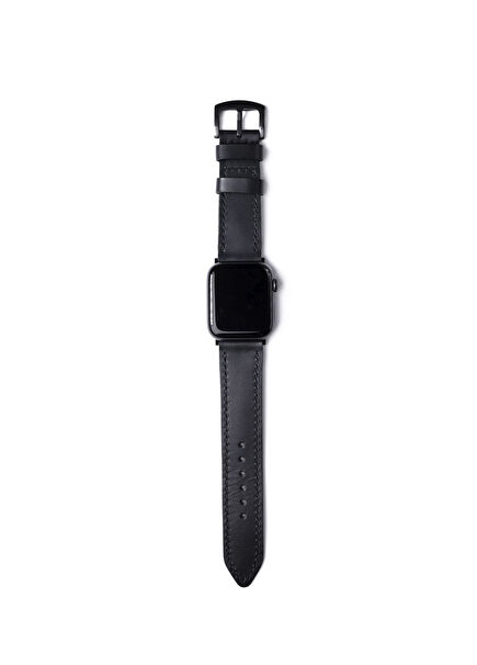 Apple Watch Ultra and Series 8, 7, SE, 6, 5, 4, 3, 2 Compatible 49 mm 45 mm 44 mm 42 mm Double Layer Custom Made Black Leather Strap