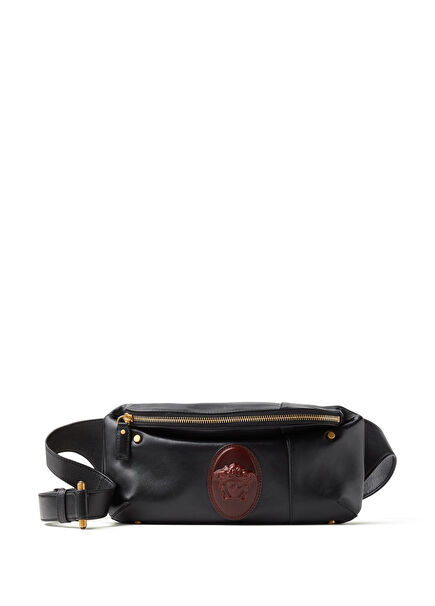 Small Black Men's Leather Fanny Pack